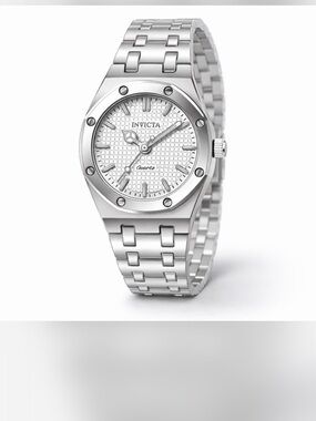 Invicta Silver-Tone Textured Dial Stainless Steel Watch